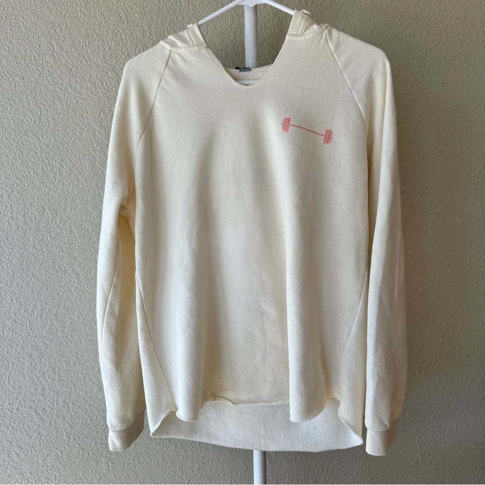 Barbella pink and cream floral kettlebell pullover hoodie size medium